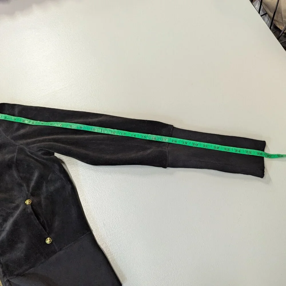 Twisted Heart Black Velour Zippered Jacket Size *Small - Picture 5 of 15